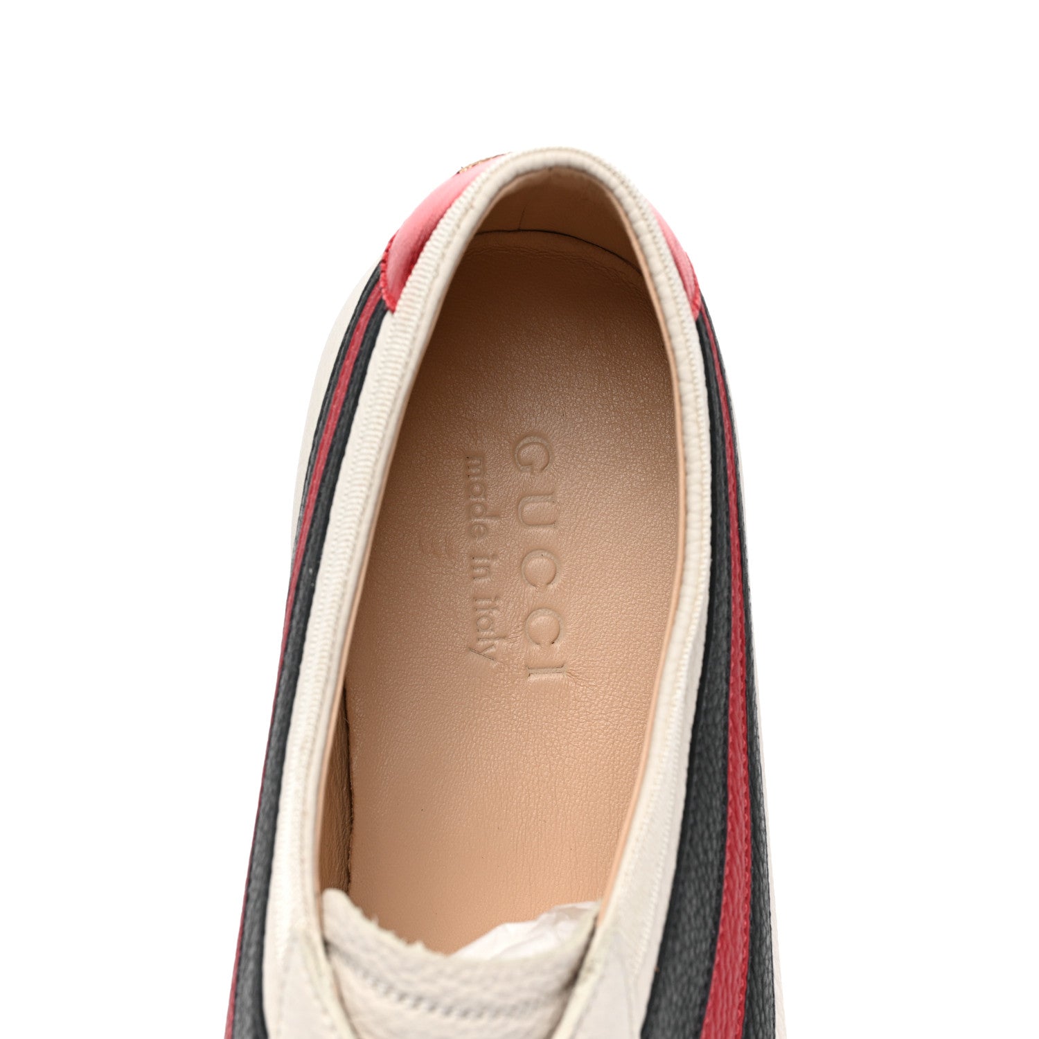 Gucci Calfskin Mens Web Falacer Sneakers 8 White Blue 8 of 10