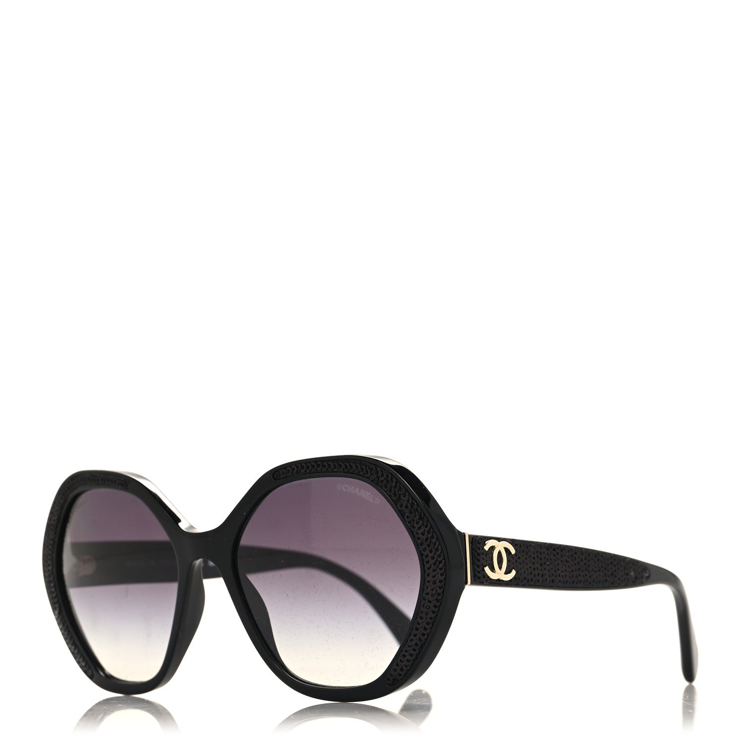 Chanel Acetate Sequin Round Sunglasses 5451-A Black 1 of 8