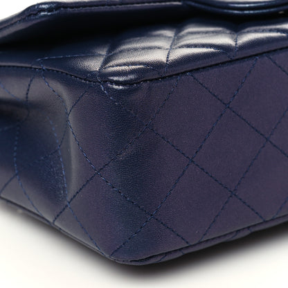 Chanel Iridescent Lambskin Quilted Mini Rectangular Flap Navy Blue 7 of 8
