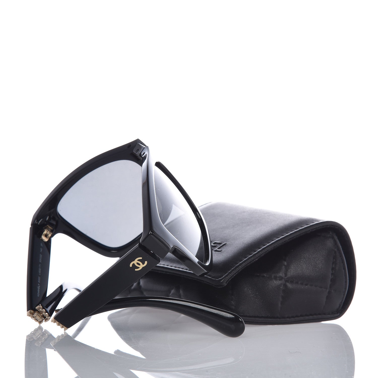 Chanel Nylon Metal Square Polarized Folding Sunglasses 6053 Black 8 of 10