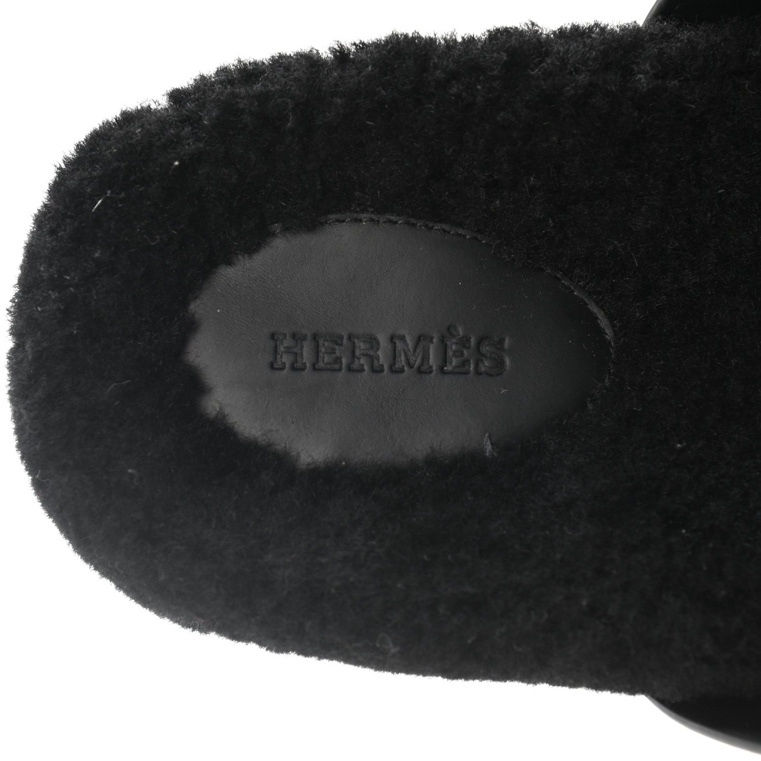 Hermes Calfskin Woolskin Womens Chypre Sandals 40 Black 8 of 9
