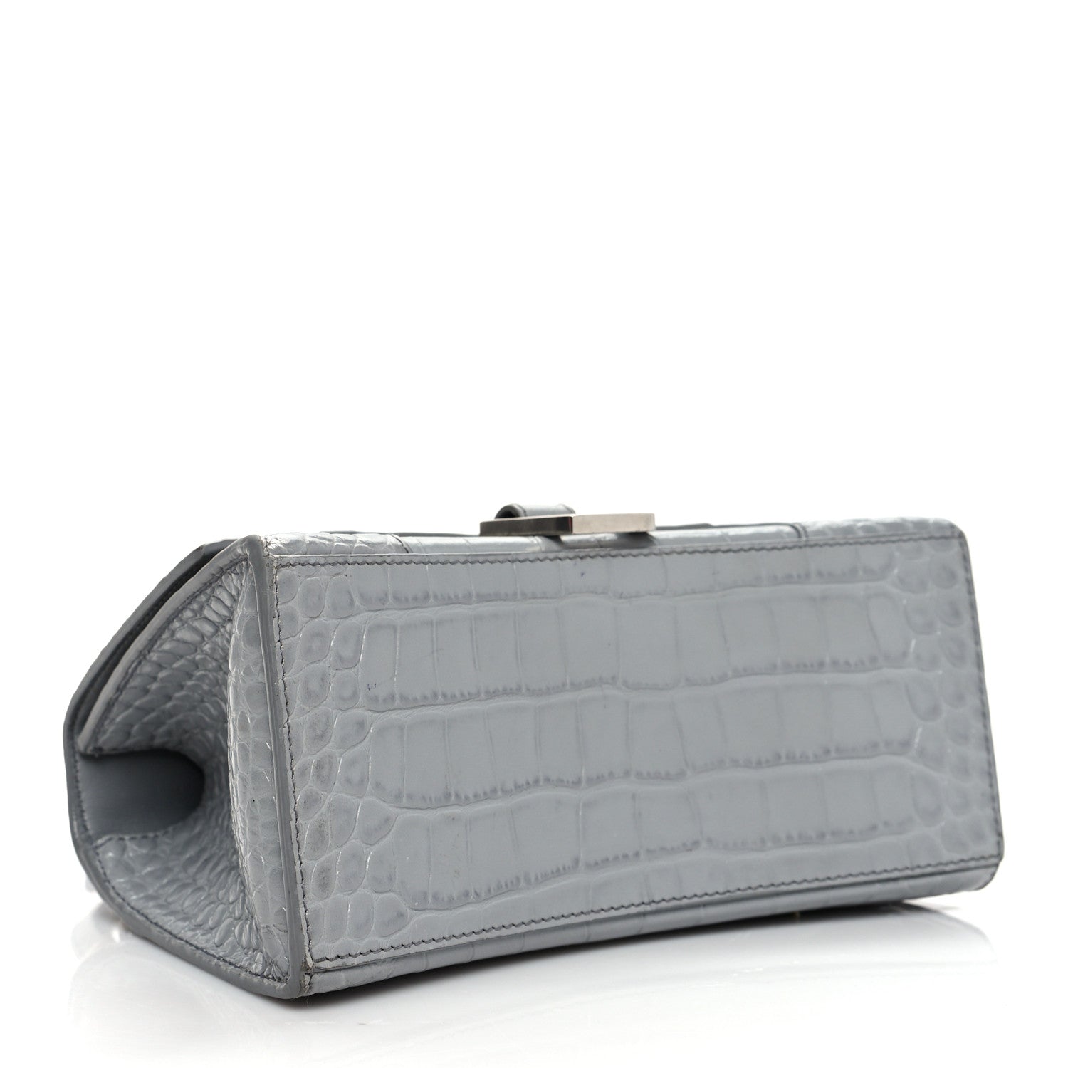 Balenciaga Shiny Calfskin Crocodile Embossed Small Hourglass Top Handle Bag Balenciaga Grey 4 of 13