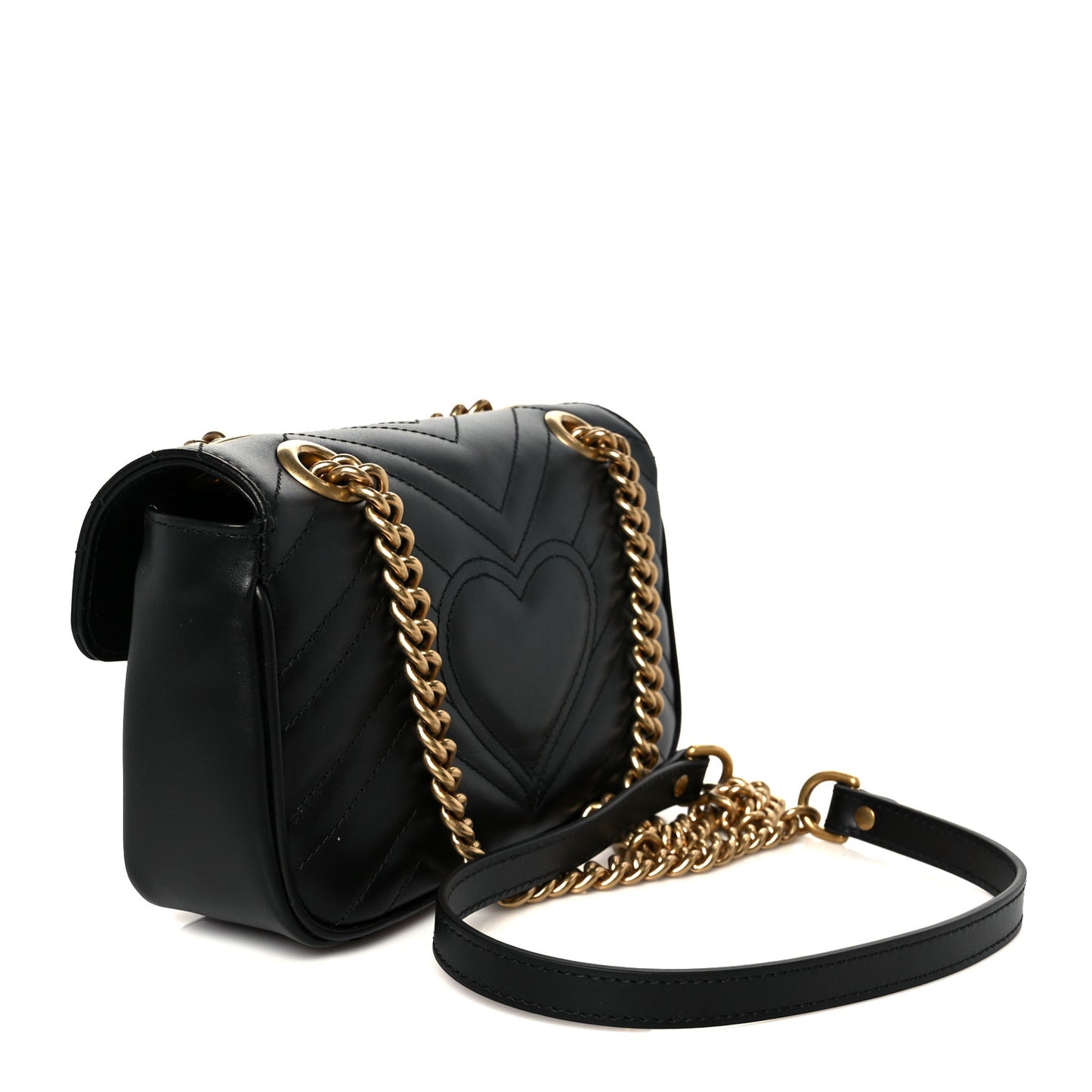 Calfskin Matelasse Mini GG Marmont Shoulder Bag Black