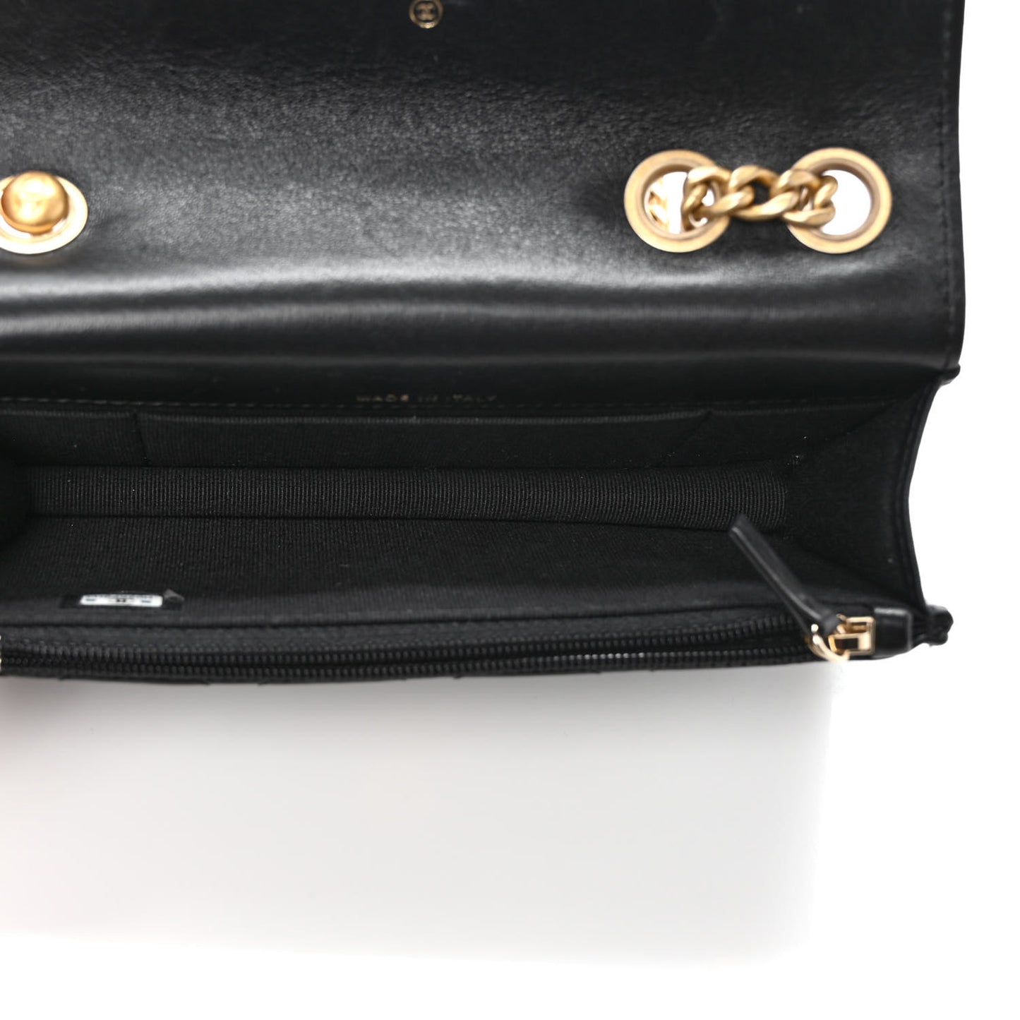 Lambskin Quilted Dynasty Flap Phone Holder With Chain Black