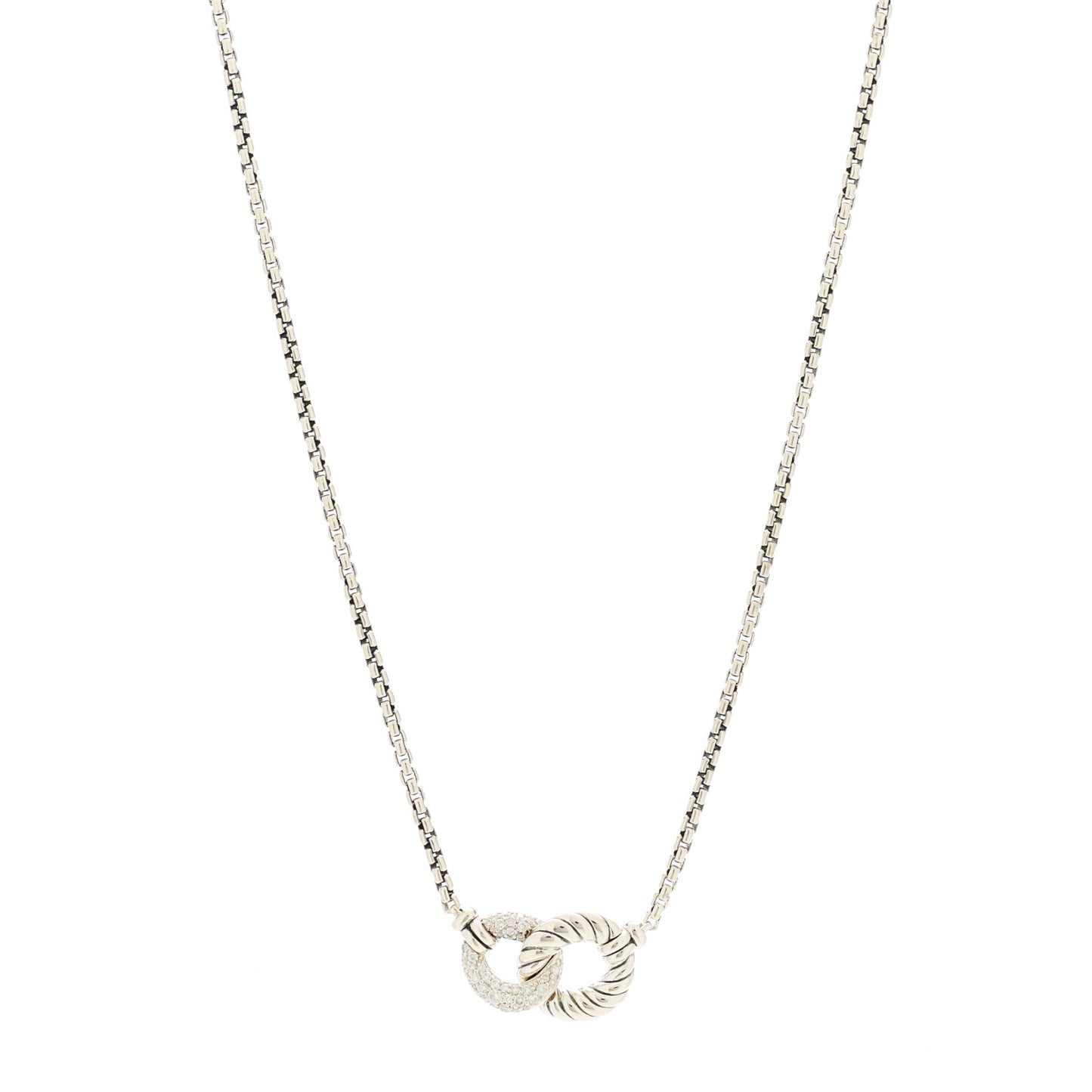 Sterling Silver Diamond Belmont Curb Link Pendant Necklace