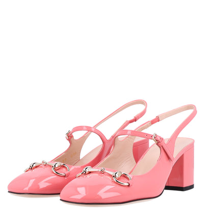 Gucci Vernice Crystal Horsebit Charlotte 42mm Slingback Pumps 39 Bubble Gum 4 of 10
