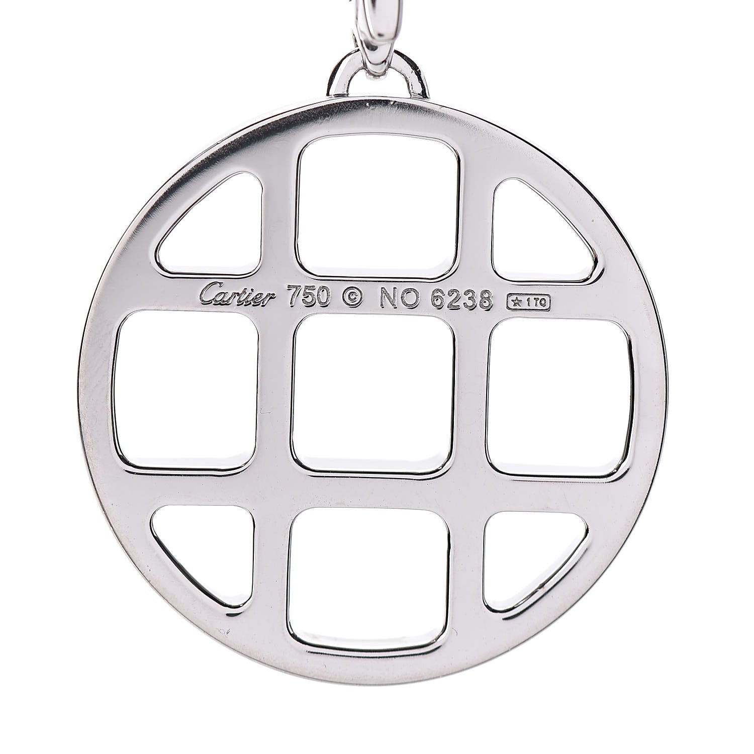 Cartier 18K White Gold Diamond Pasha de Grid Charm Pendant 3 of 3