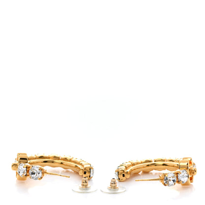 Chanel Crystal CC Turnlock Hoop Earrings Gold 3 of 5