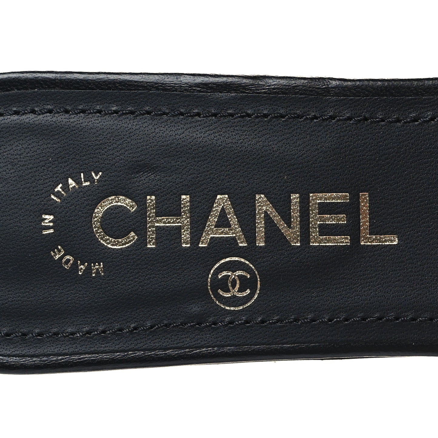 Lambskin Pearl CC Sandals 38.5 Black