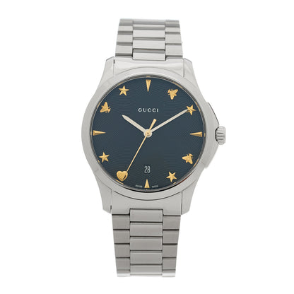 Gucci Stainless Steel 38mm G-Timeless Charm Quartz Watch Black 1 of 4