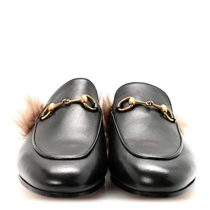 Gucci Calfskin Fur Womens Princetown Slippers 36 Black 3 of 8