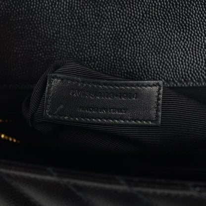 Saint Laurent Grain De Poudre Matelasse Chevron Large Monogram Satchel Black 8 of 8