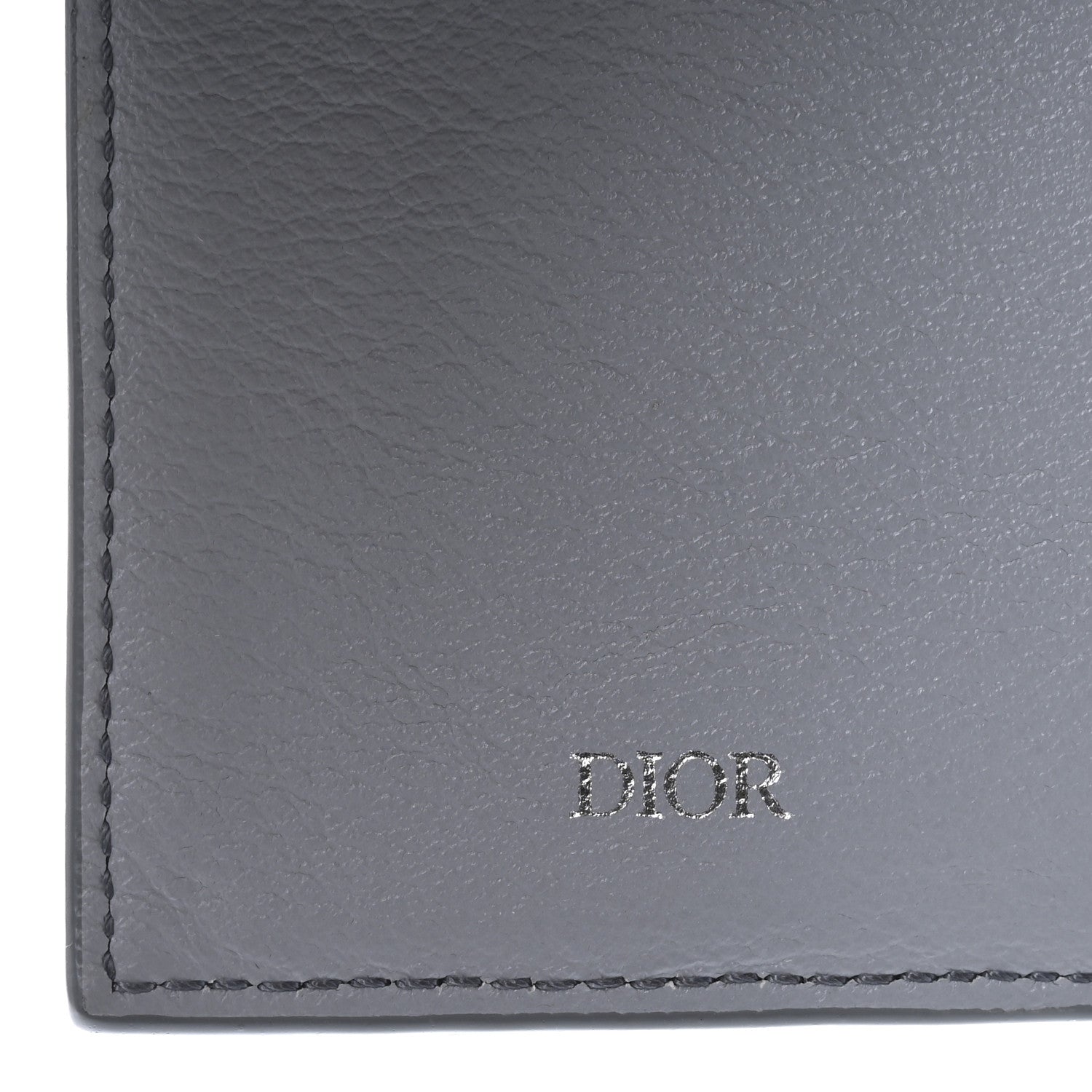 Christian Dior Calfskin Perforated Oblique Bi-Fold Card Holder Grey 6 of 7