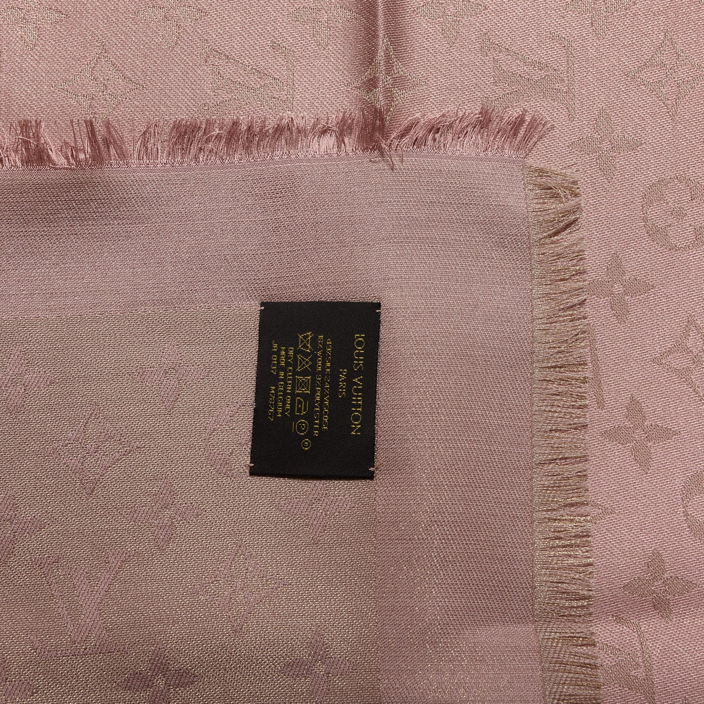Silk Lurex Wool Monogram Shine Shawl Rose Velours