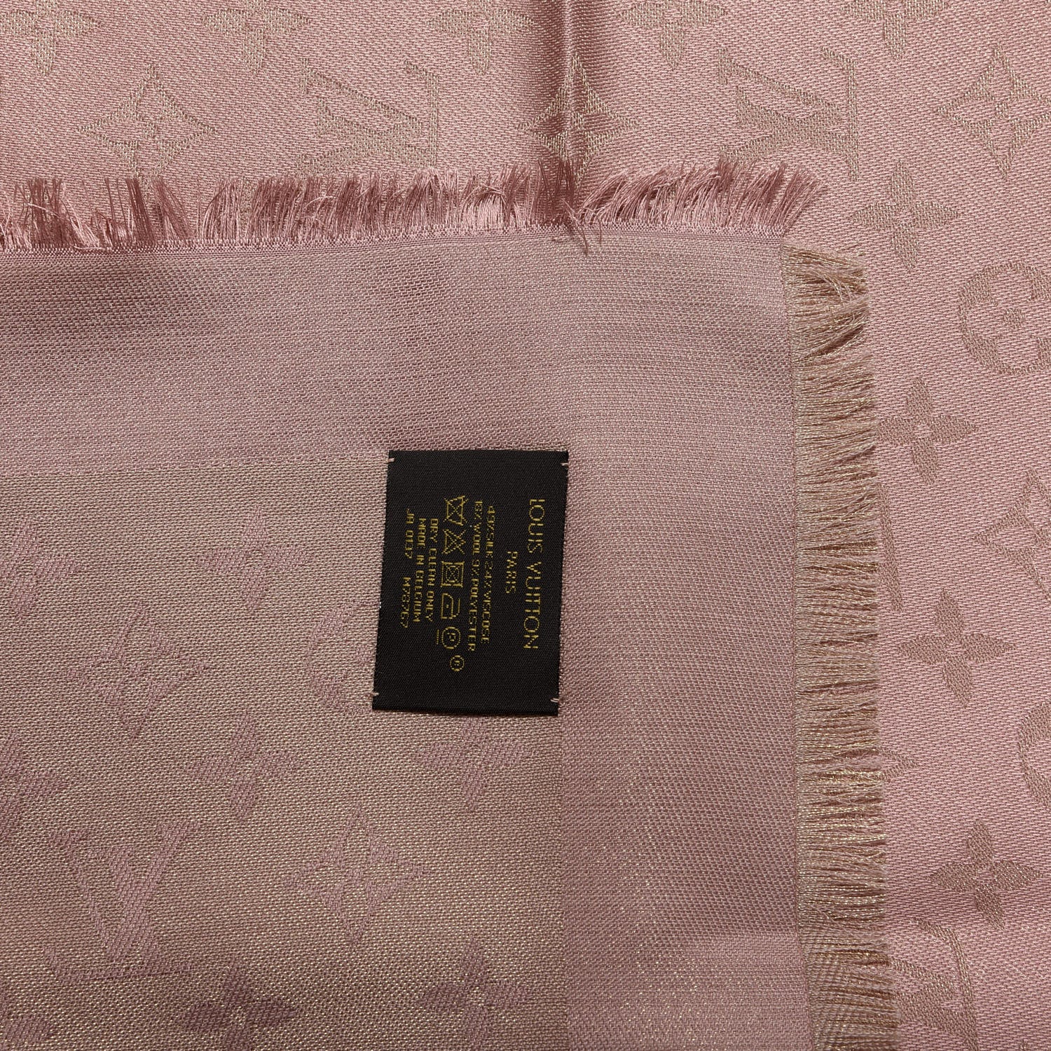 Louis Vuitton Silk Lurex Wool Monogram Shine Shawl Rose Velours 3 of 3