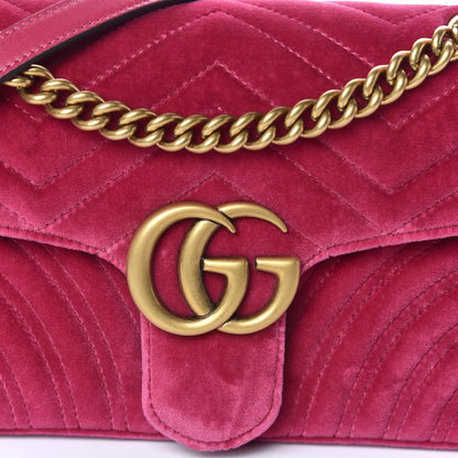 Gucci Velvet Matelasse Small GG Marmont Shoulder Bag Light Raspberry Rose 10 of 10