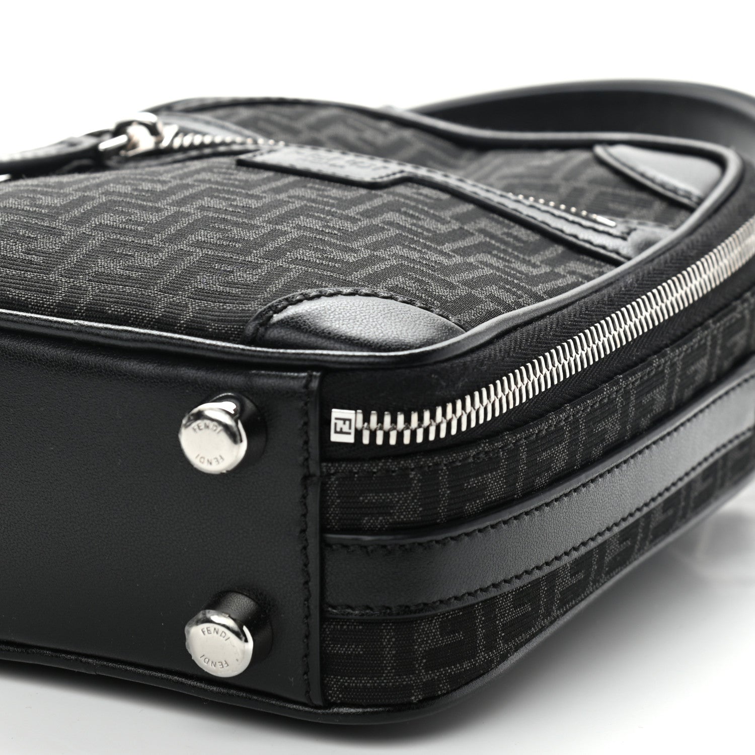 Fendi Recycled Fabric Jacquard Vitello Astro Micro FF Mini Trolley Bag Asfalto Black 11 of 11