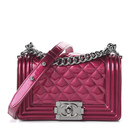 Chanel Metallic Patent Calfskin Quilted Small Boy Flap Pink 1 of 10
