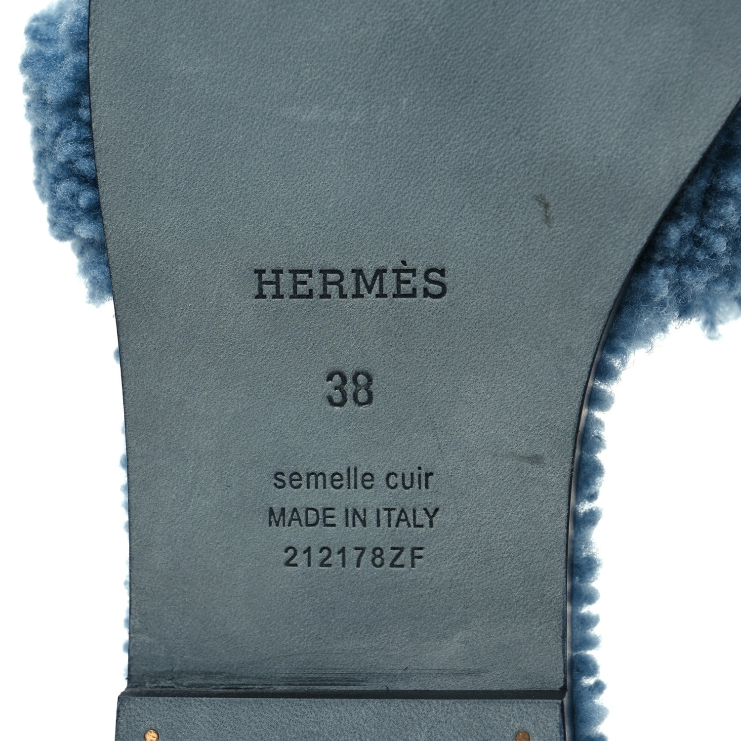 Hermes Woolskin Oran Sandals 38 Bleu 7 of 8
