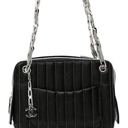 Chanel Lambskin Vertical Quilted Mademoiselle Small Camera Case Black 9 of 13