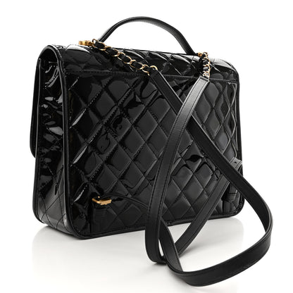 Chanel Patent Quilted Large School Memory Top Handle Flap Black 3 of 10