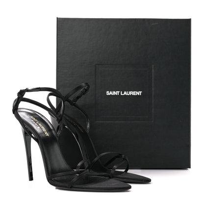 Saint Laurent Crepe Satin Clara 110 Ankle Strap Sandals 38 Black 9 of 9