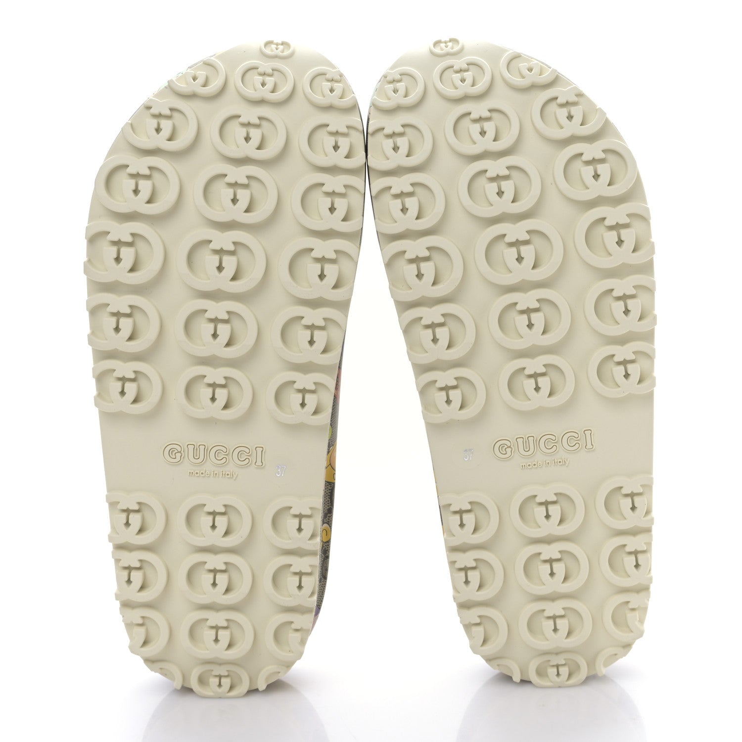Gucci X PIKARAR Cubic Rubber Monogram Animal Print Womens Interlocking G Platform 42mm Slide Sandals 37 Beige Ebony Multicolor 5 of 8