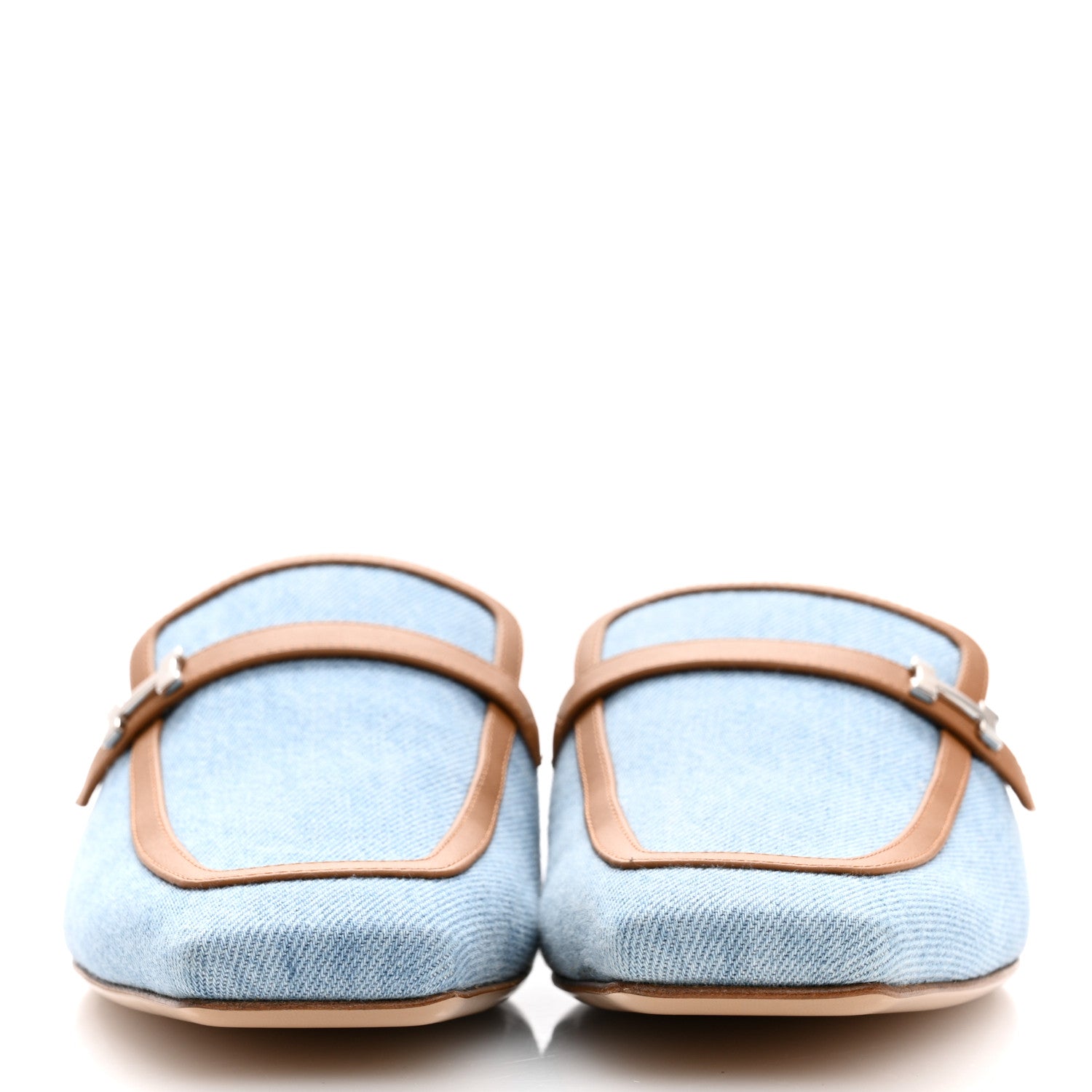Hermes Denim Calfskin Groupie Mules 40 Bleu Clair Naturel 3 of 10