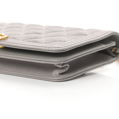 Chanel Caviar Quilted Boy Wallet On Chain WOC Grey 11 of 13