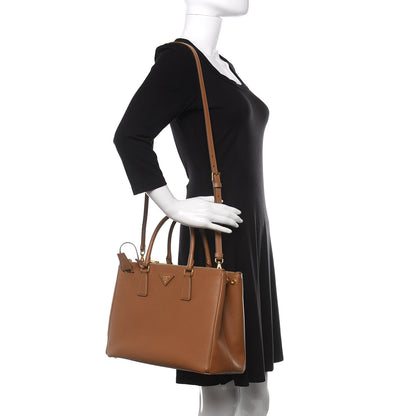 Prada Saffiano Medium Galleria Double Zip Tote Caramel 2 of 9