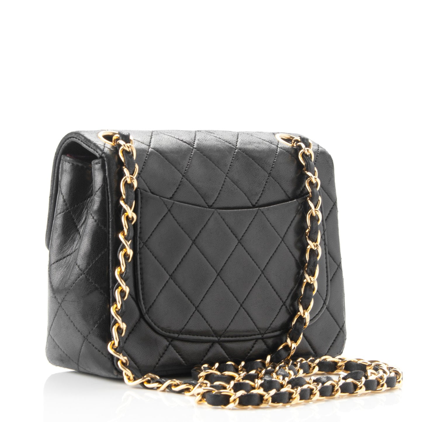 Lambskin Quilted Mini Square Flap Black