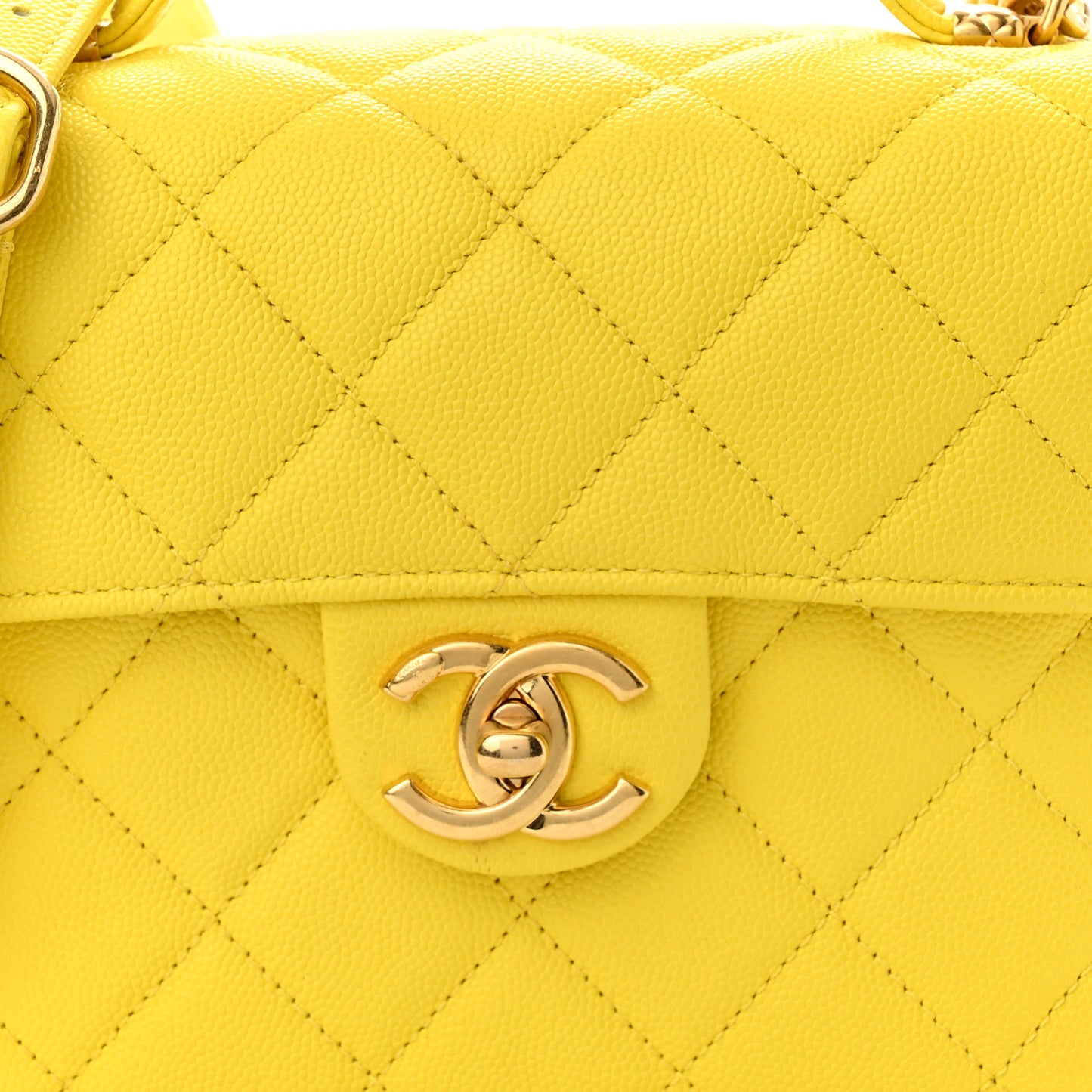 Caviar Quilted Handy Box Vanity Case Yellow