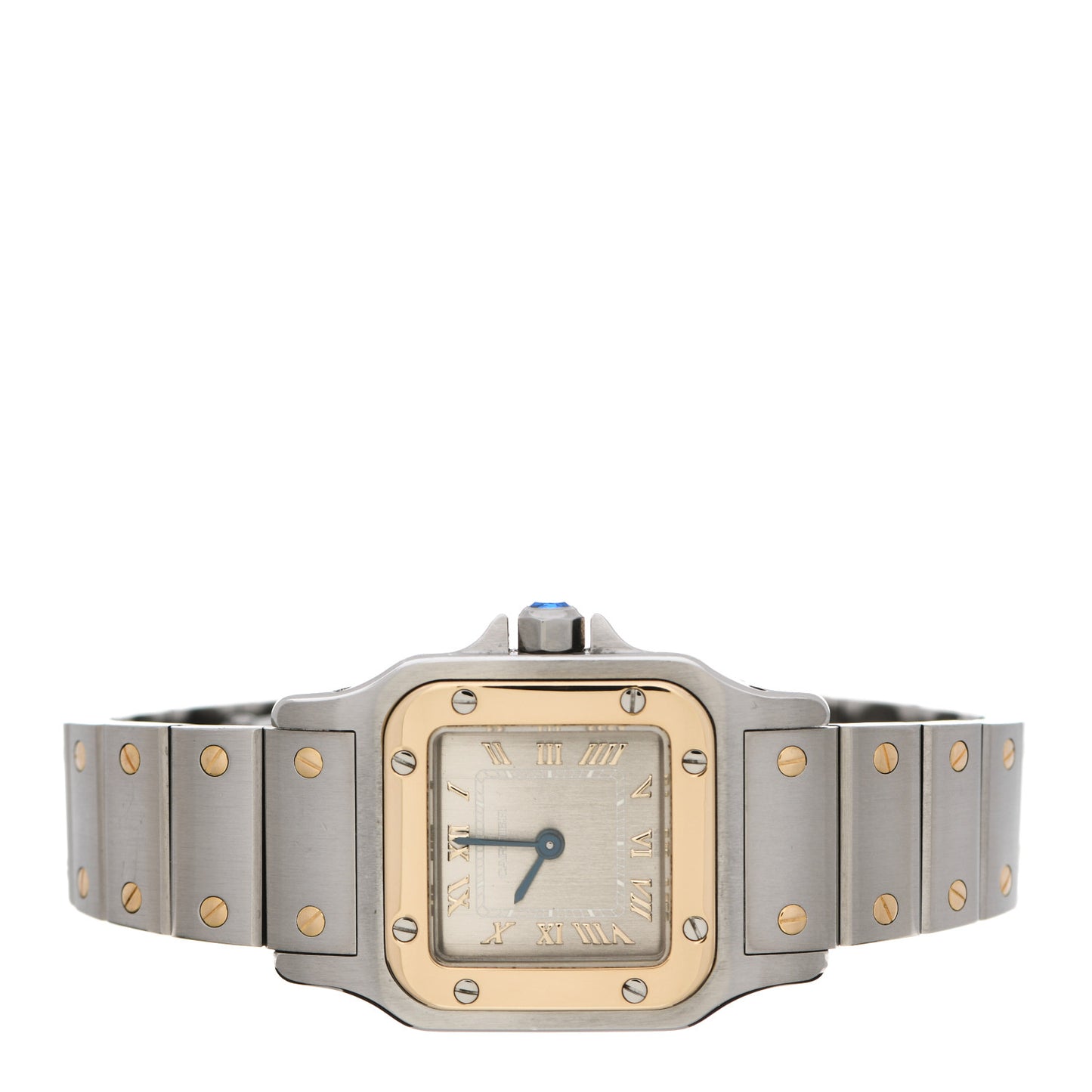 Stainless Steel 18K Yellow Gold 24mm Santos De Cartier Galbee Quartz Watch Champagne