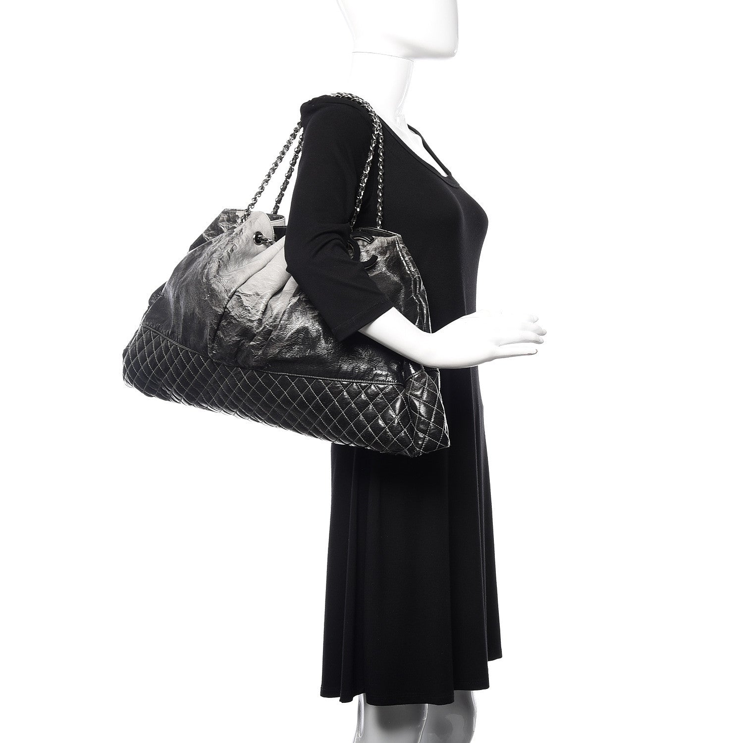 Chanel Vinyl Quilted Melrose Degrade Tote Black 2 of 13