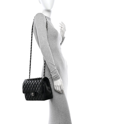 Chanel Lambskin Quilted Jumbo Double Flap Black 2 of 15