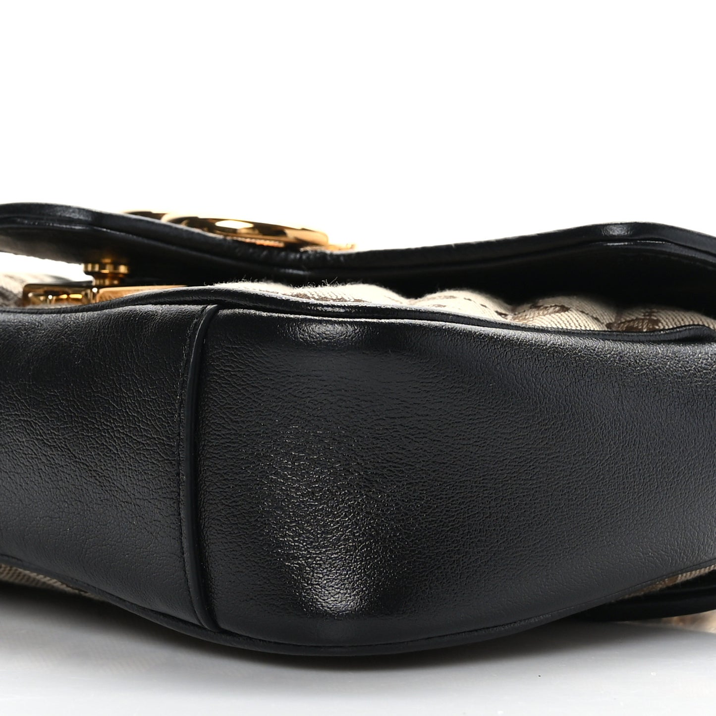 Monogram Matelasse Diagonal Mini GG Marmont Shoulder Bag Beige Black