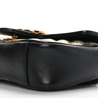 Gucci Monogram Matelasse Diagonal Mini GG Marmont Shoulder Bag Beige Black 10 of 10