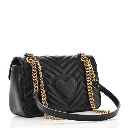 Gucci Calfskin Matelasse Small GG Marmont Shoulder Bag Black 3 of 9