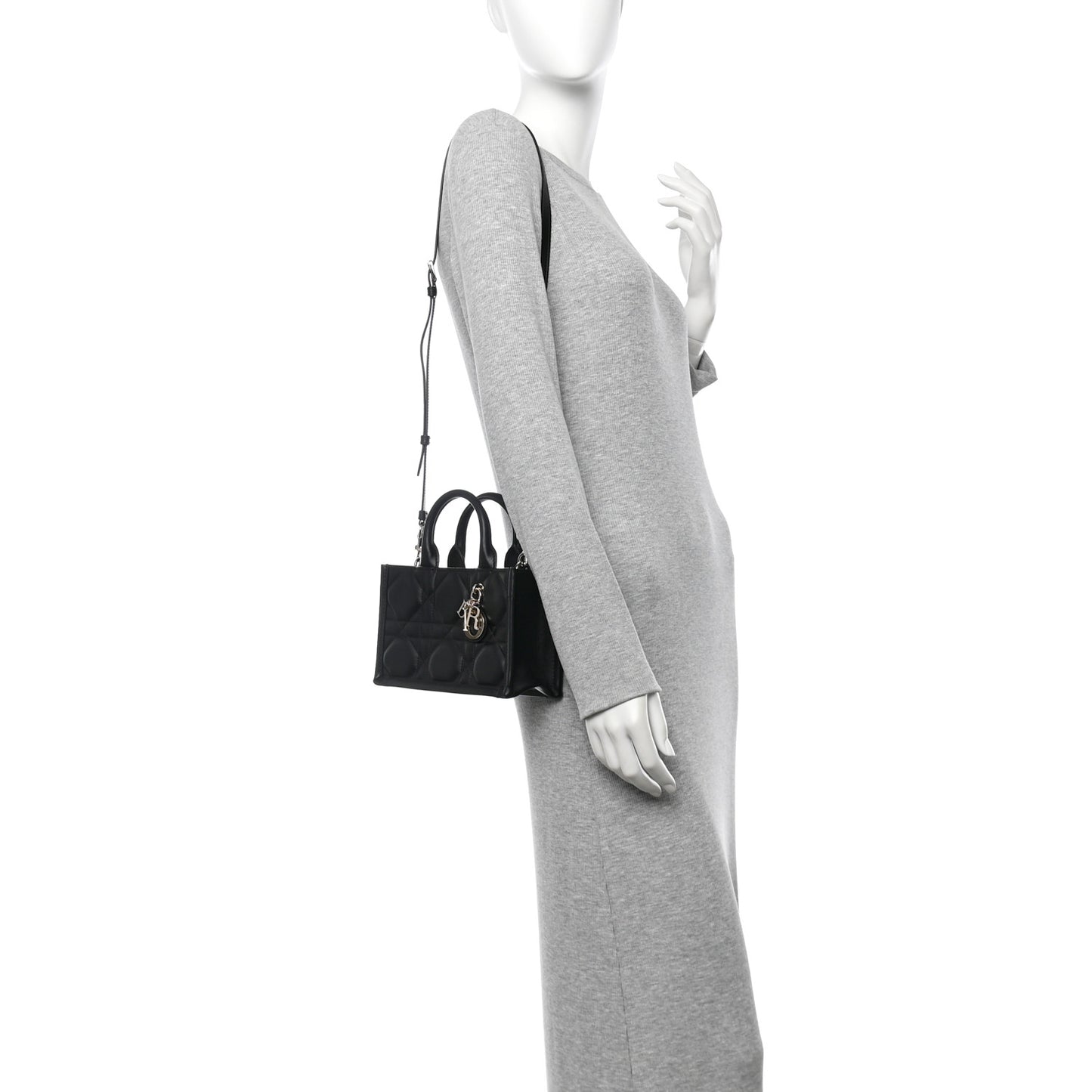 Calfskin Macrocannage Mini Book Tote Black