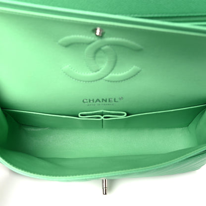 Chanel Caviar Chevron Quilted Medium Double Flap Green 5 of 10