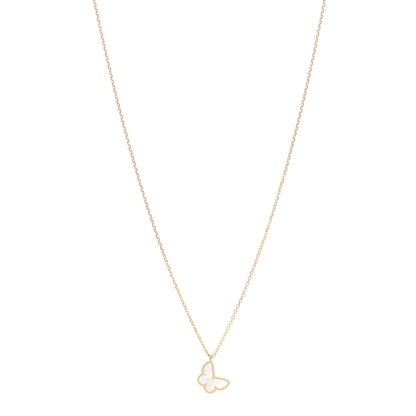 Van Cleef & Arpels 18K Yellow Gold Mother of Pearl Sweet Alhambra Butterfly Pendant Necklace 1 of 5