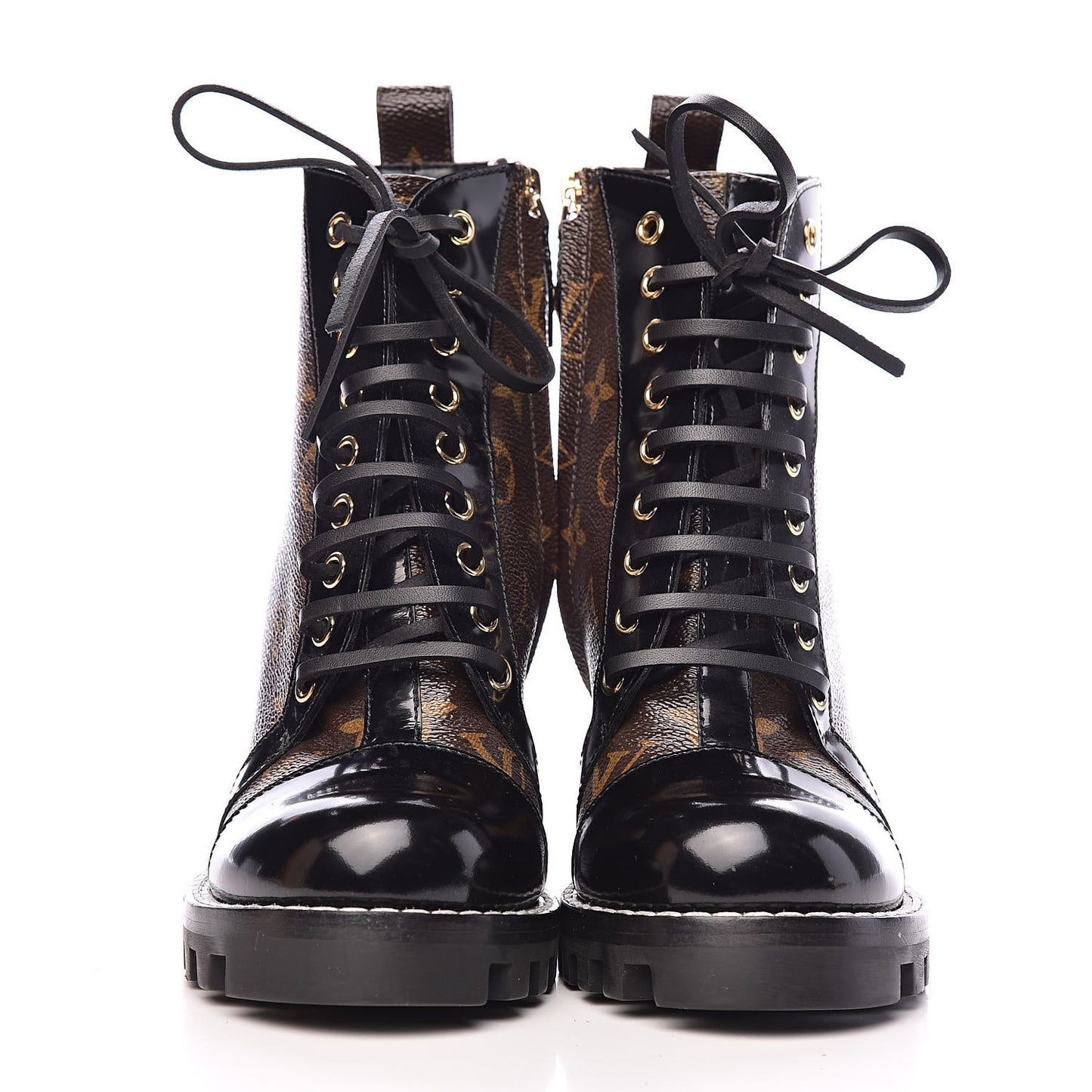 Patent Calfskin Monogram Star Trail Ankle Boots 36.5 Black