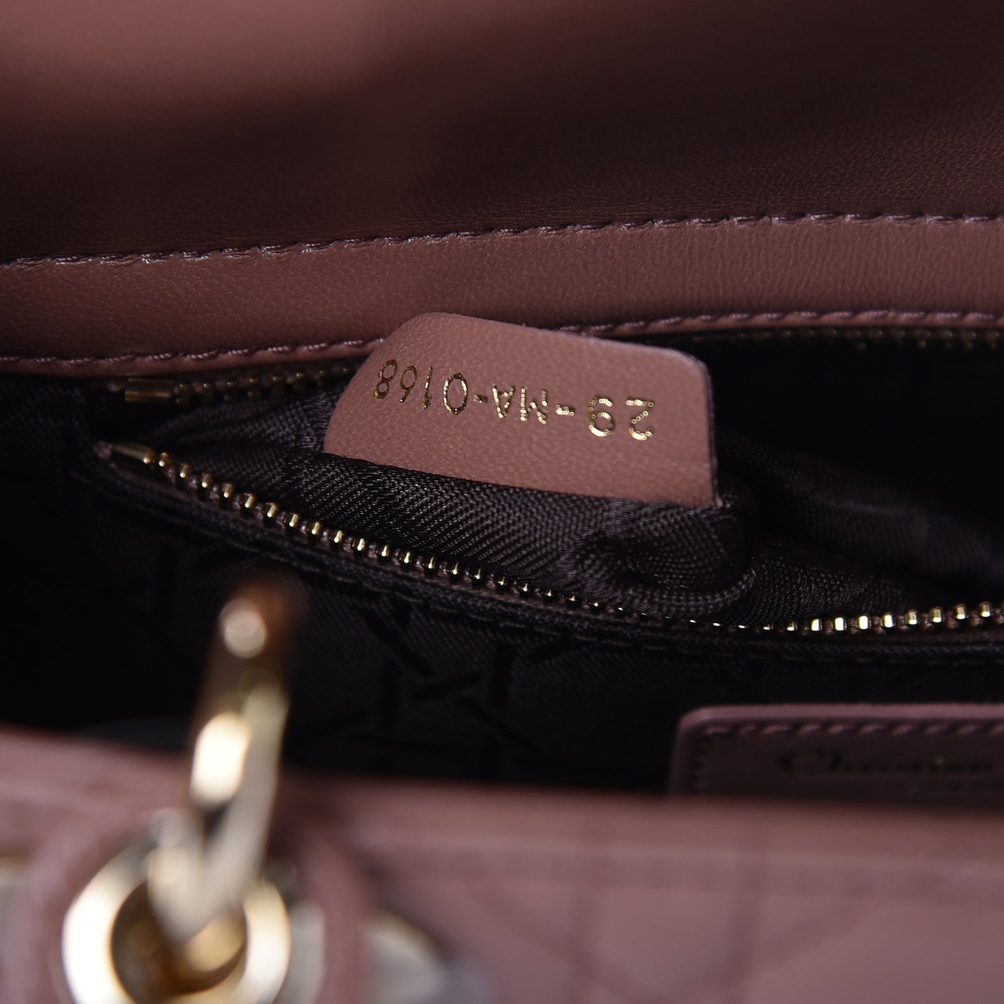 Lambskin Cannage Small Lucky Badges My Lady Dior Petale Brique