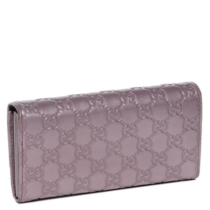 Gucci Metallic Soft Guccissima Lovely Heart Continental Wallet Senanque 3 of 6