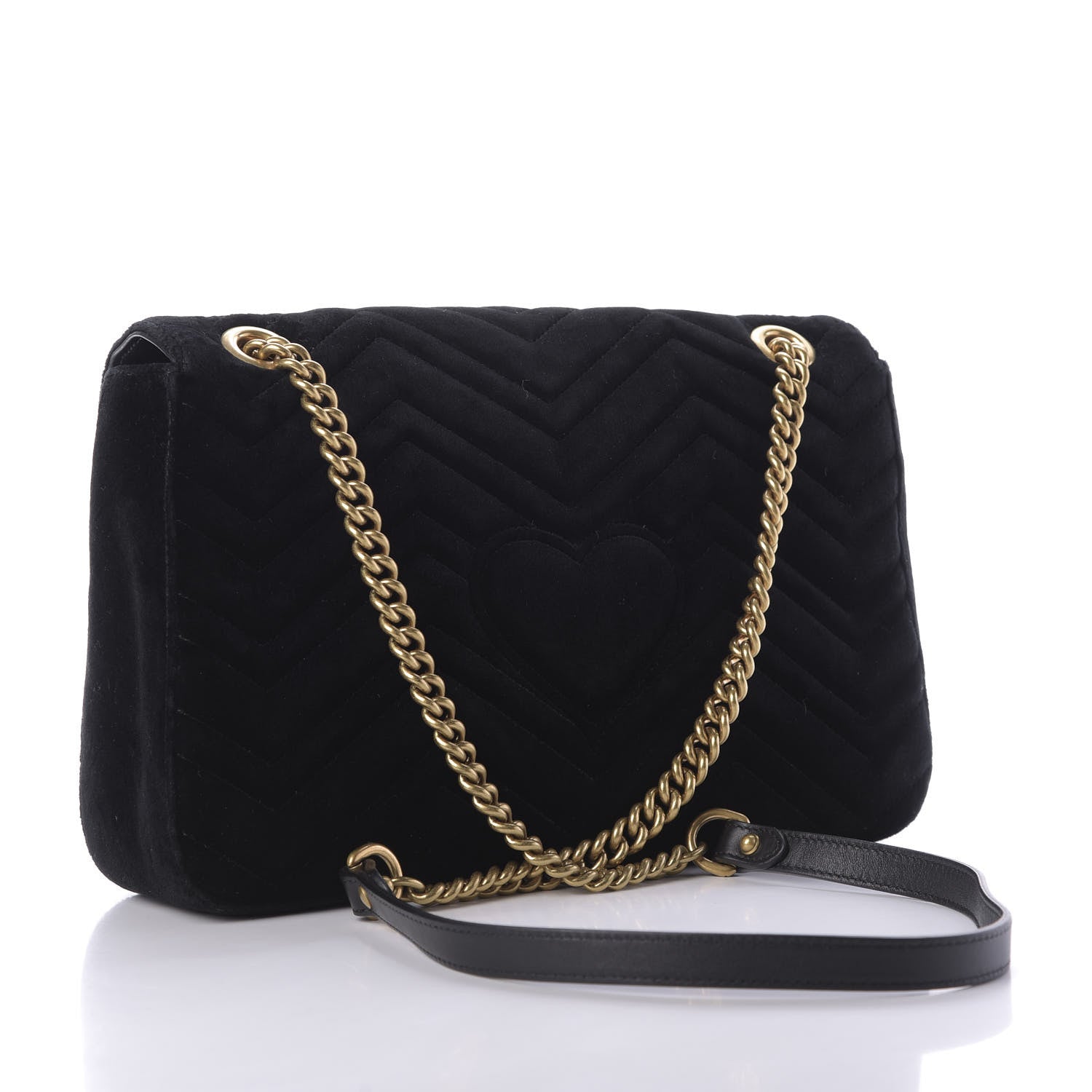 Gucci Velvet Matelasse Loved Embroidered Medium GG Marmont Shoulder Bag Black 3 of 9