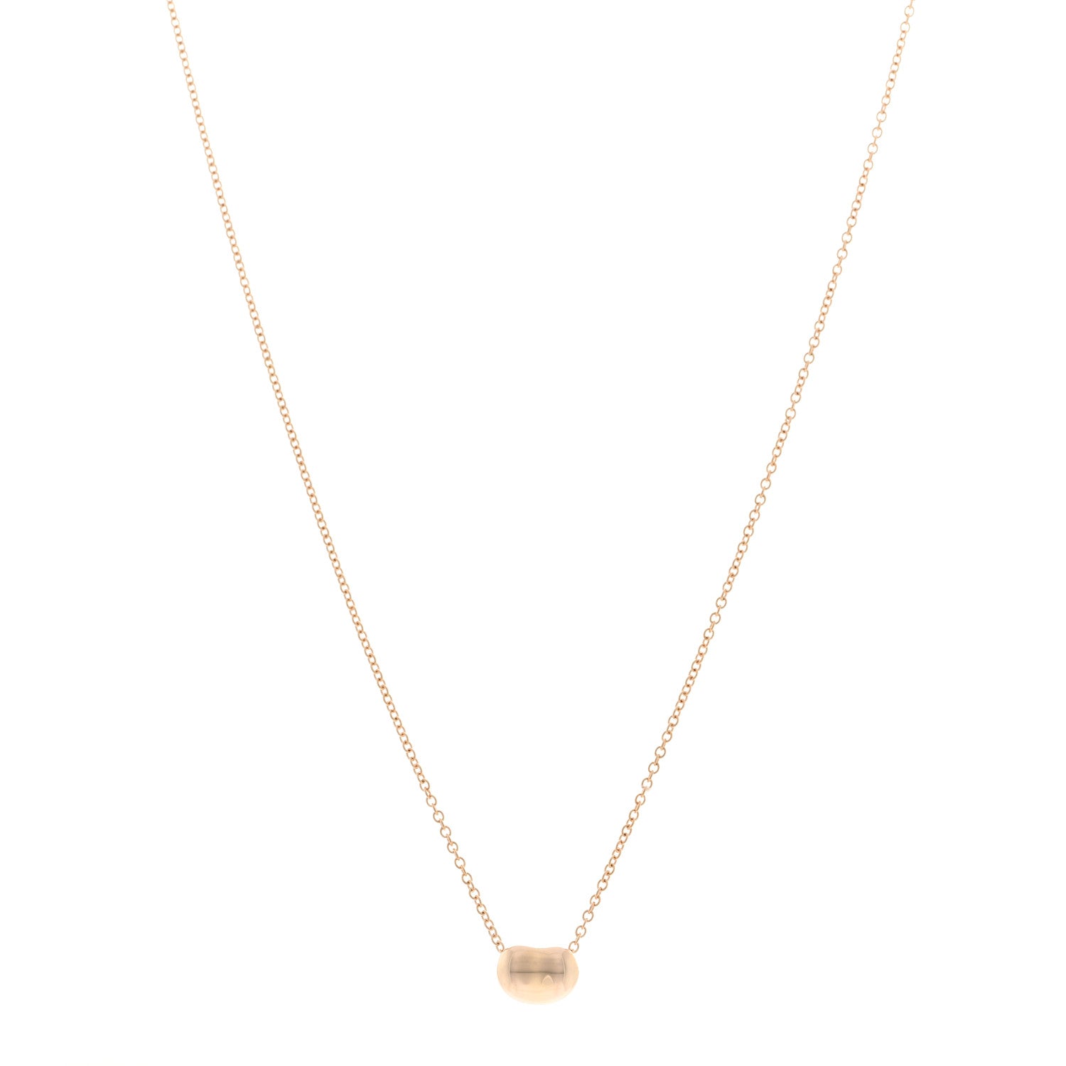 Tiffany 18K Rose Gold 6.5mm Elsa Peretti Bean Pendant Necklace 1 of 4