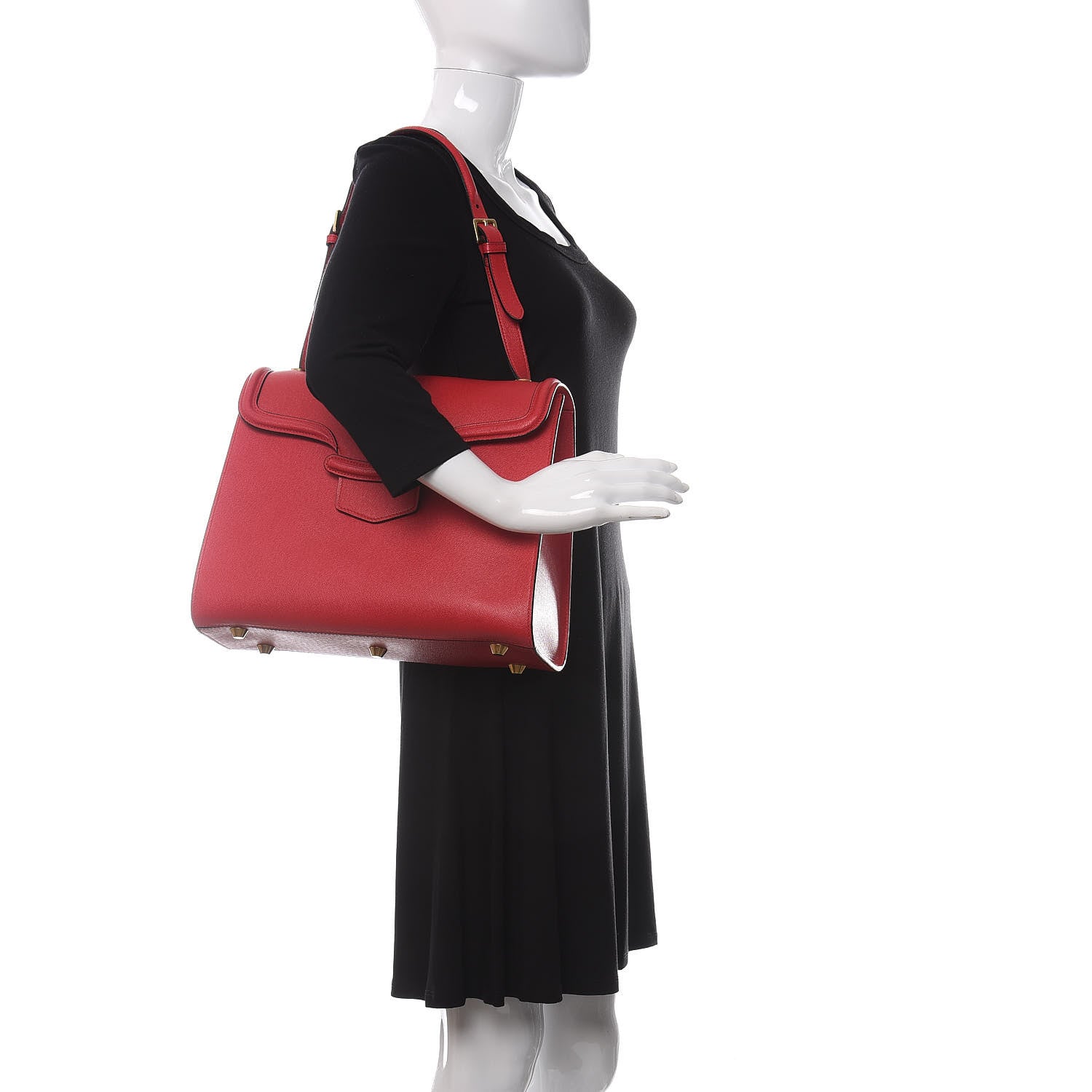 Alexander McQueen Grained Calfskin Heroine Shoulder Bag Red 2 of 12
