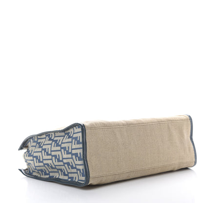 Fendi Linen Patent FF Shopping Tote Blue 3 of 9