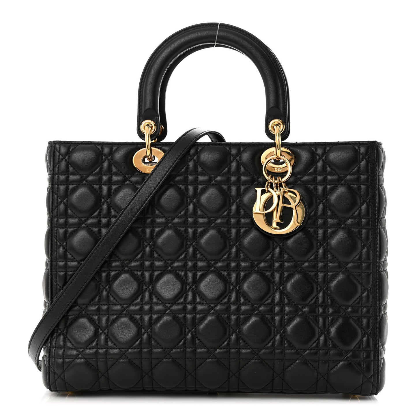 Lambskin Cannage Large Lady Dior Black