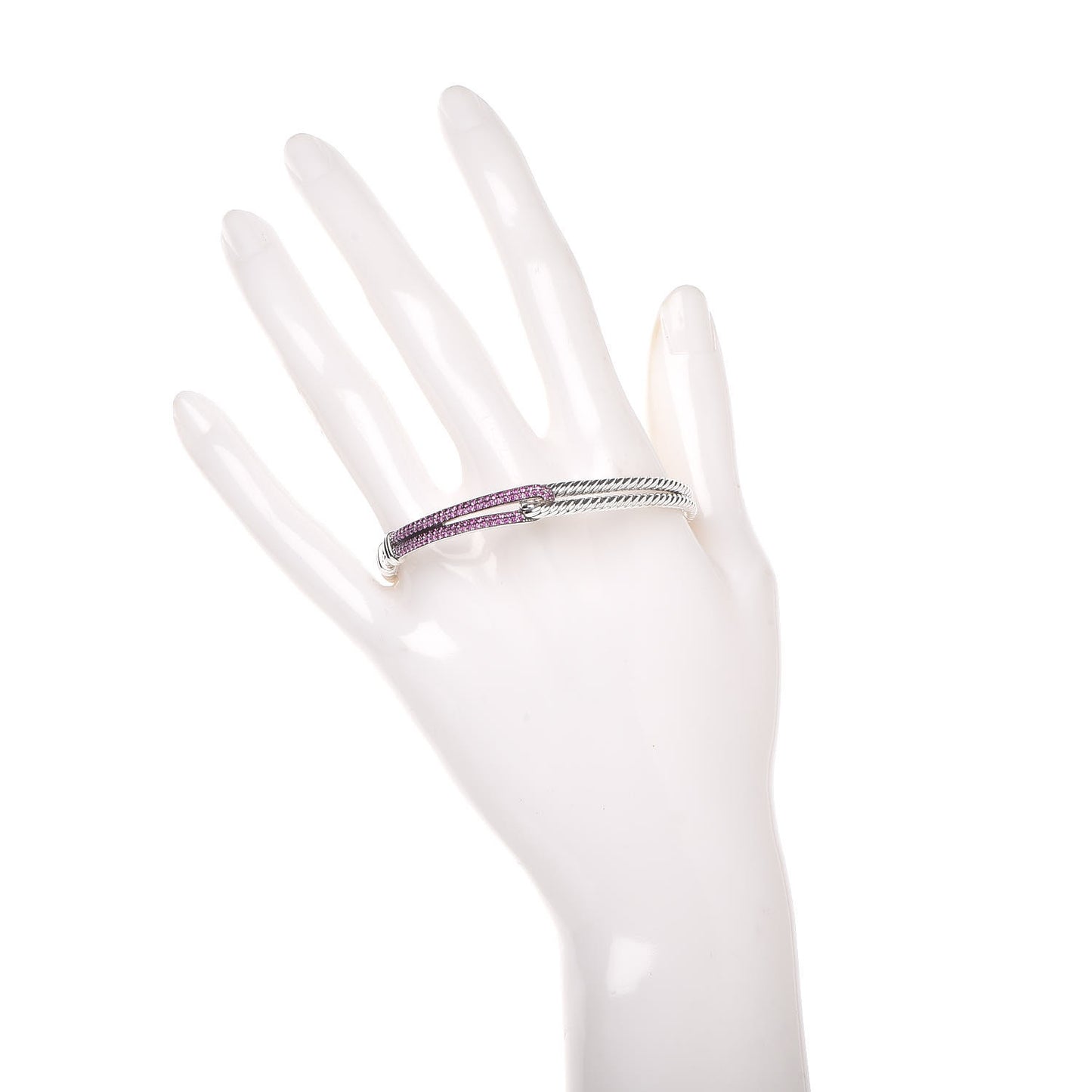 Sterling Silver Pave Pink Sapphire 7mm Single Loop Labyrinth Bracelet
